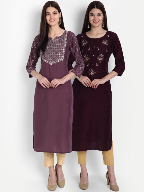 

arangya Women Multicoloured Yoke Design Thread Work Kurta, Multi