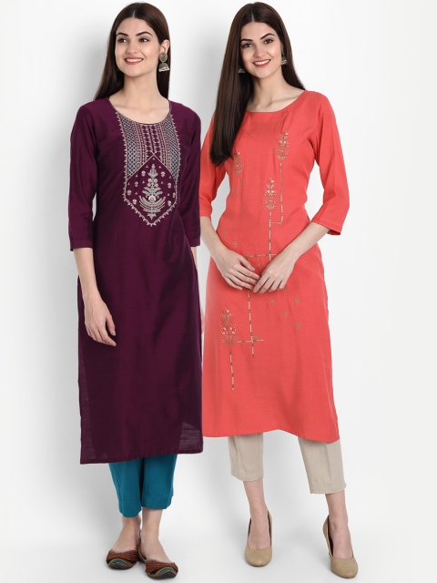 

arangya Women Multicoloured Geometric Thread Work Kurta, Multi