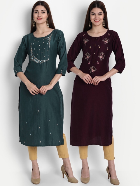 

arangya Women Multicoloured Ethnic Motifs Embroidered Thread Work Kurta, Multi