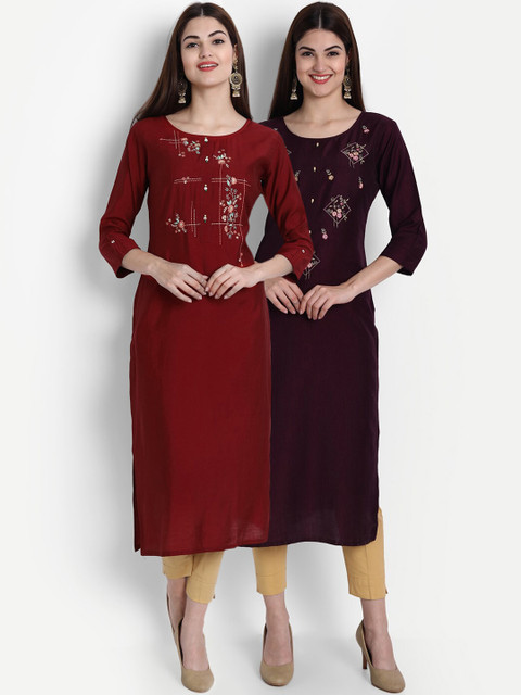 

arangya Women Multicoloured Embroidered Thread Work Kurta, Multi