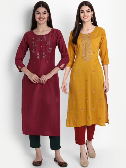 

arangya Women Multicoloured Quirky Embroidered Thread Work Kurta, Multi
