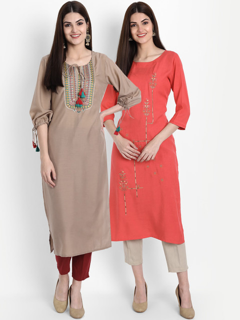 

arangya Women Multicoloured Thread Work Kurta, Multi
