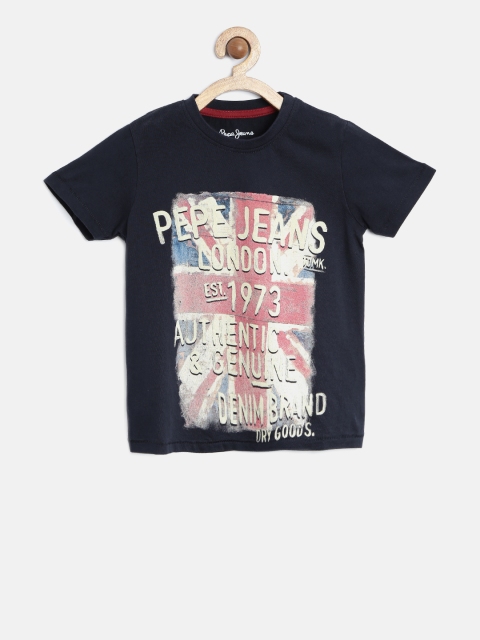 

Pepe Jeans Boys Navy Printed Round Neck T-shirt, Navy blue