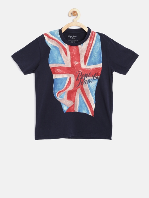 

Pepe Jeans Boys Navy Printed Round Neck T-shirt, Navy blue