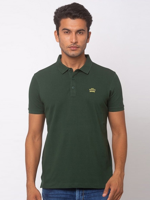 

SPYKAR Men Green Polo Collar Cotton T-shirt
