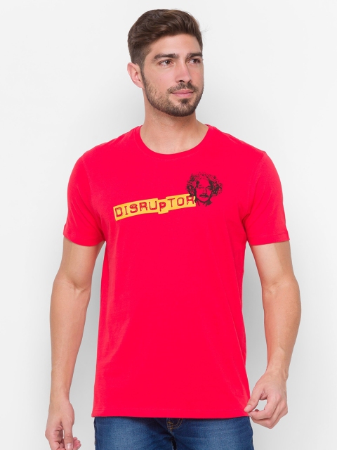 

SPYKAR Men Red Typography Printed Slim Fit T-shirt