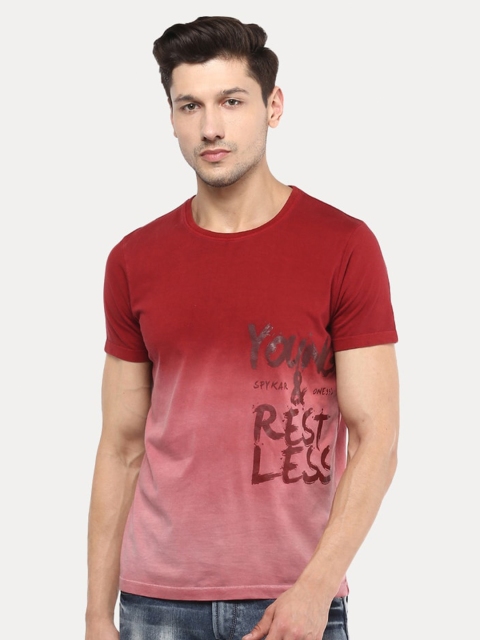 

SPYKAR Men Red Typography Printed Slim Fit T-shirt