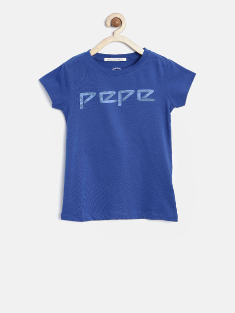 

Pepe Jeans Girls Blue Printed Round Neck T-shirt
