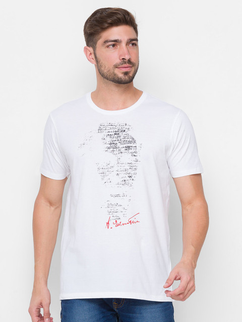 

SPYKAR Men White & Black Printed T-shirt