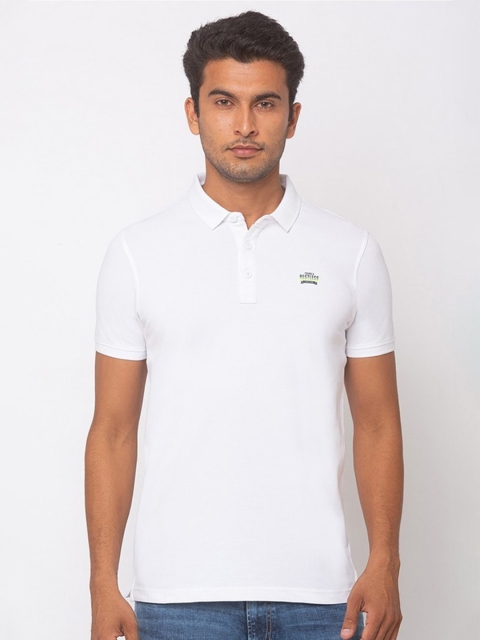 

SPYKAR Men White Solid Polo Collar T-shirt