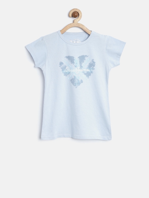 

Pepe Jeans Girls Blue Printed Round Neck T-Shirt