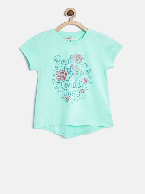 

Pepe Jeans Girls Green Printed Round Neck T-shirt