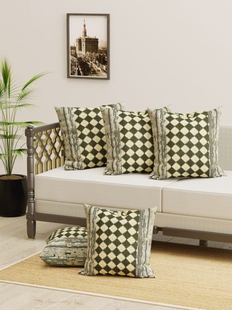 

Clasiko Grey & Beige Set of 5 Geometric Square Cushion Covers