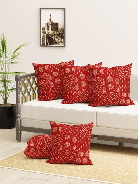 

Clasiko Rust Set of 5 Ethnic Motifs Square Cushion Covers