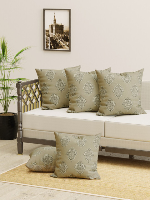 

Clasiko Grey & White Set of 5 Ethnic Motifs Square Cushion Covers