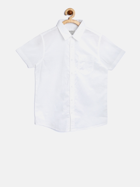 

Pepe Jeans Boys White Solid Casual Shirt