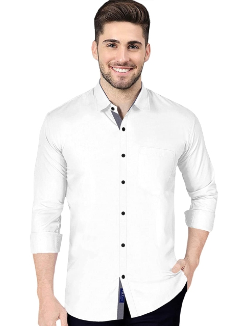 

KAJARU Men White Slim Fit Casual Shirt
