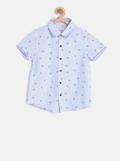 

Pepe Jeans Boys Blue Printed Casual Shirt