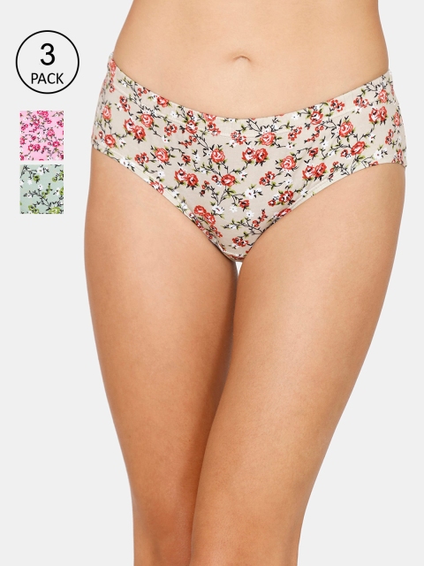 

Coucou Women Pack of 3 Assorted Pure Cotton Hipster Briefs