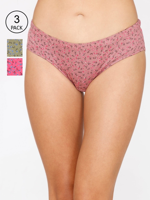 

Coucou Women Pack of 3 Assorted Pure Cotton Hipster Briefs