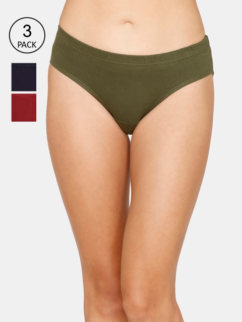 

Coucou Women Pack Of 3 Solid Cotton Briefs, Multi