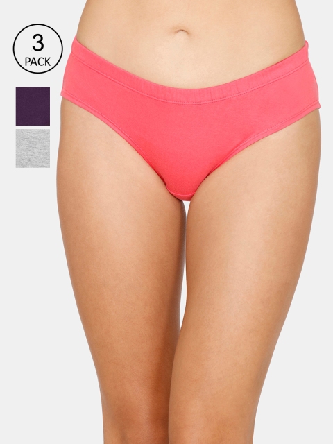 

Coucou Women Pack of 3 Assorted Pure Cotton Hipster Briefs