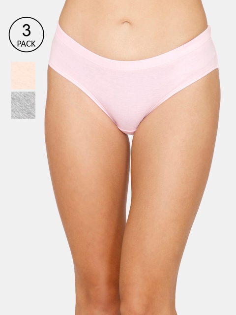 

Coucou Women Pack of 3 Assorted Pure Cotton Hipster Briefs