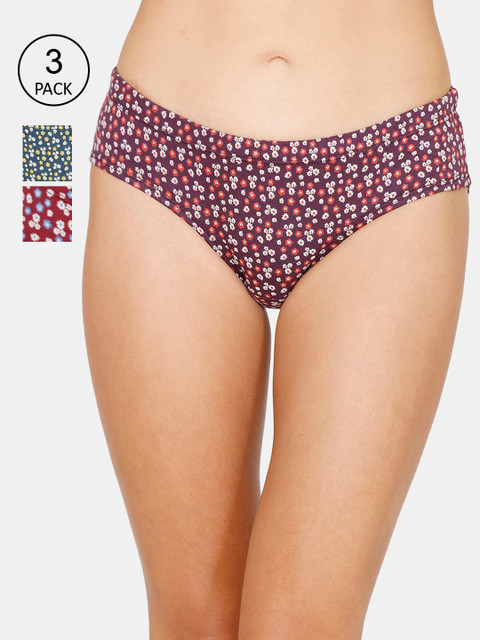 

Coucou Women Pack Of 3 Assorted Pure Cotton Hipster Briefs