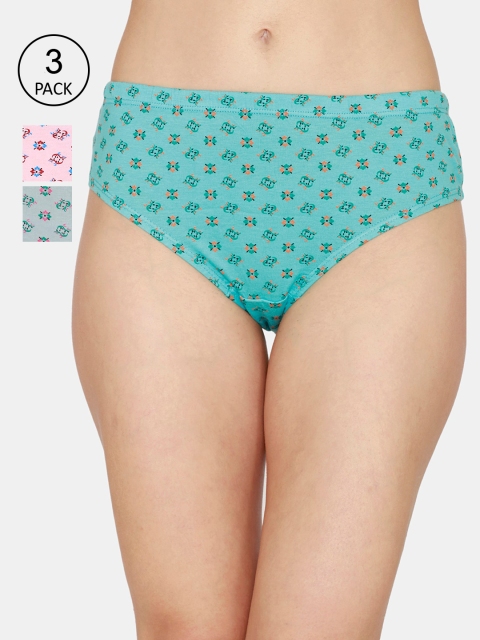 

Coucou Women Pack Of 3 Assorted Pure Cotton Hipster Briefs
