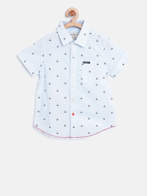 

Pepe Jeans Boys Blue Printed Casual Shirt