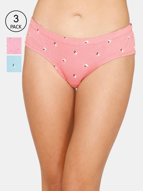 

Coucou Women Pack Of 3 Assorted Pure Cotton Hipster Briefs