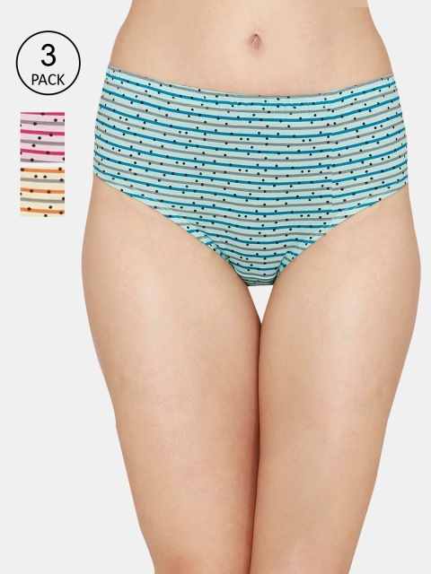 

Coucou Women Pack of 3 Assorted Pure Cotton Hipster Briefs