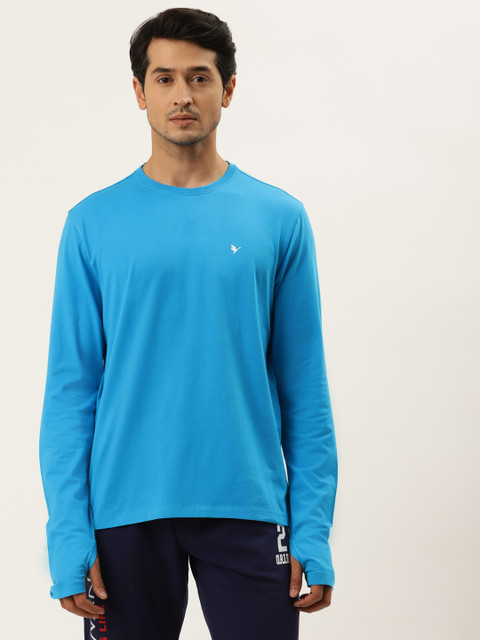 

AM SWAN Men Blue Solid T-shirt