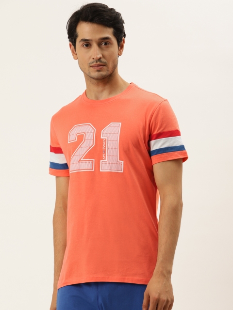 

AM SWAN Men Coral Typography Printed Cotton T-shirt
