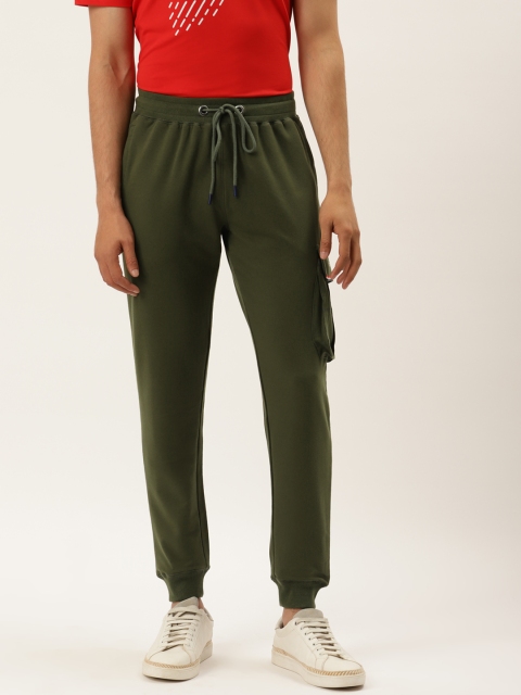 

AM SWAN Men Olive Green Solid Joggers