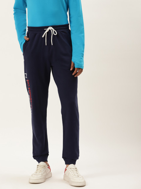 

AM SWAN Men Navy Blue Printed Cotton Joggers