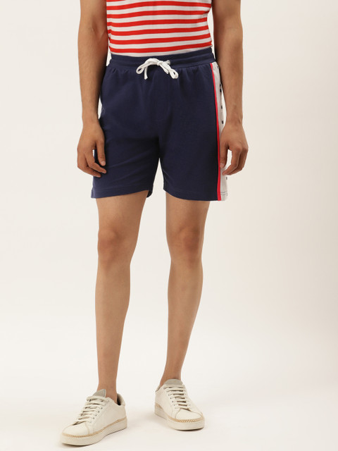 

AM SWAN Men Navy Blue Shorts With Side Stripes