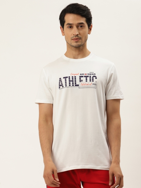 

AM SWAN Men White Typography Printed T-shirt