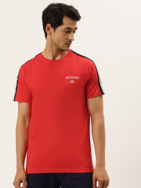 

AM SWAN Men Red Printed T-shirt
