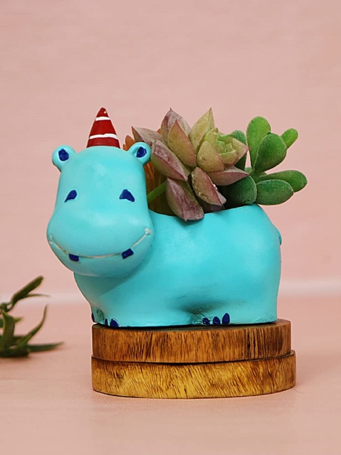 

Leafy Tales Set of 3 Multi-Coloured Animal Shaped Indoor Planters, Blue