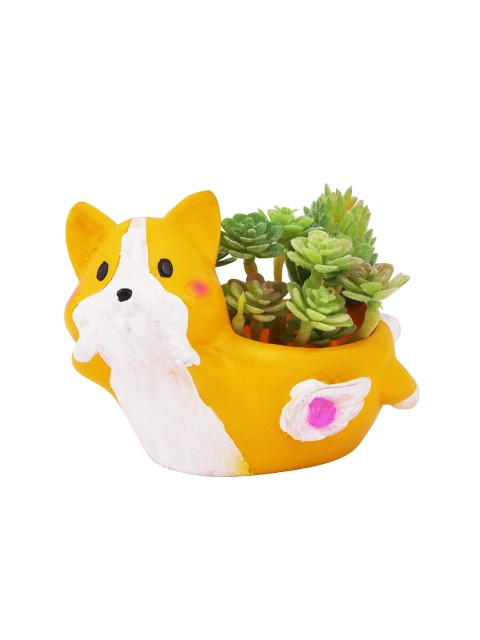 

Leafy Tales Yellow & White Fox Shaped Indoor Planter Pot