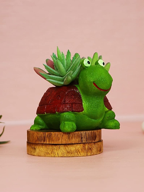 

Leafy Tales Red & Green Turtle Planter Pot