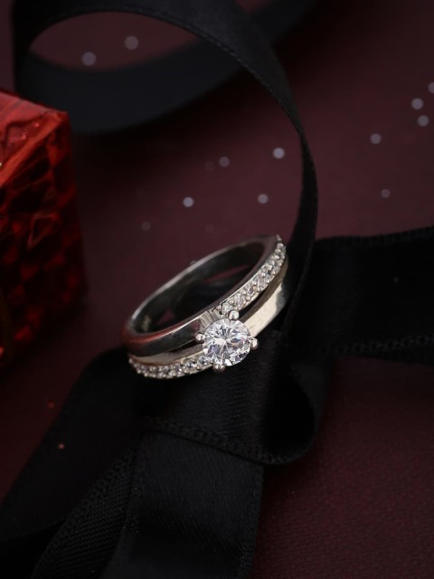 

Hiara Jewels Silver-Toned Rhodium-Plated Finger Ring