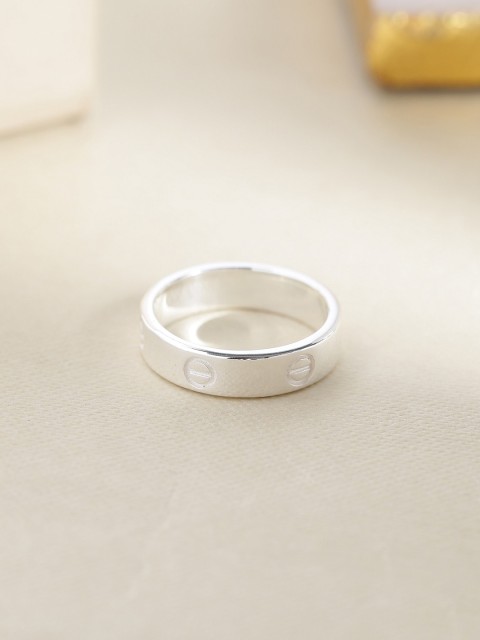 

Hiara Jewels 925 Sterling Silver Rhodium-Plated Luxury Band Finger Ring