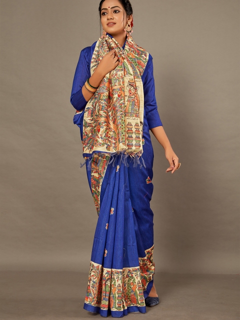 

KALINI Blue & Beige Kalamkari Saree