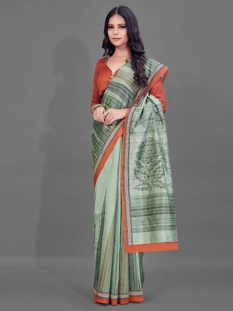 

KALINI Grey & Red Printed Art Silk Saree