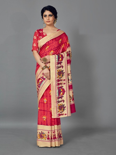 

KALINI Red & Beige Art Silk Saree