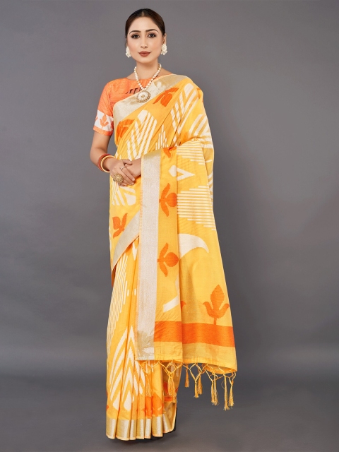 

KALINI Yellow & Orange Silk Blend Saree