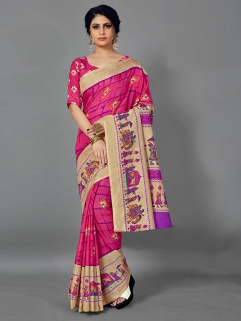 

KALINI Magenta & Beige Ethnic Motifs Art Silk Saree