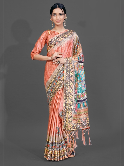 

KALINI Mustard & Blue Art Silk Saree